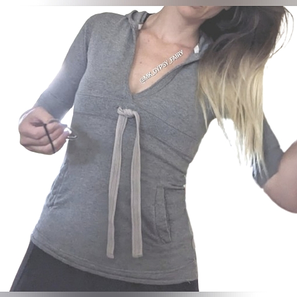 Poof Short Sleeve Grey Hoodie Sweatshirt Top - Picture 5 of 13